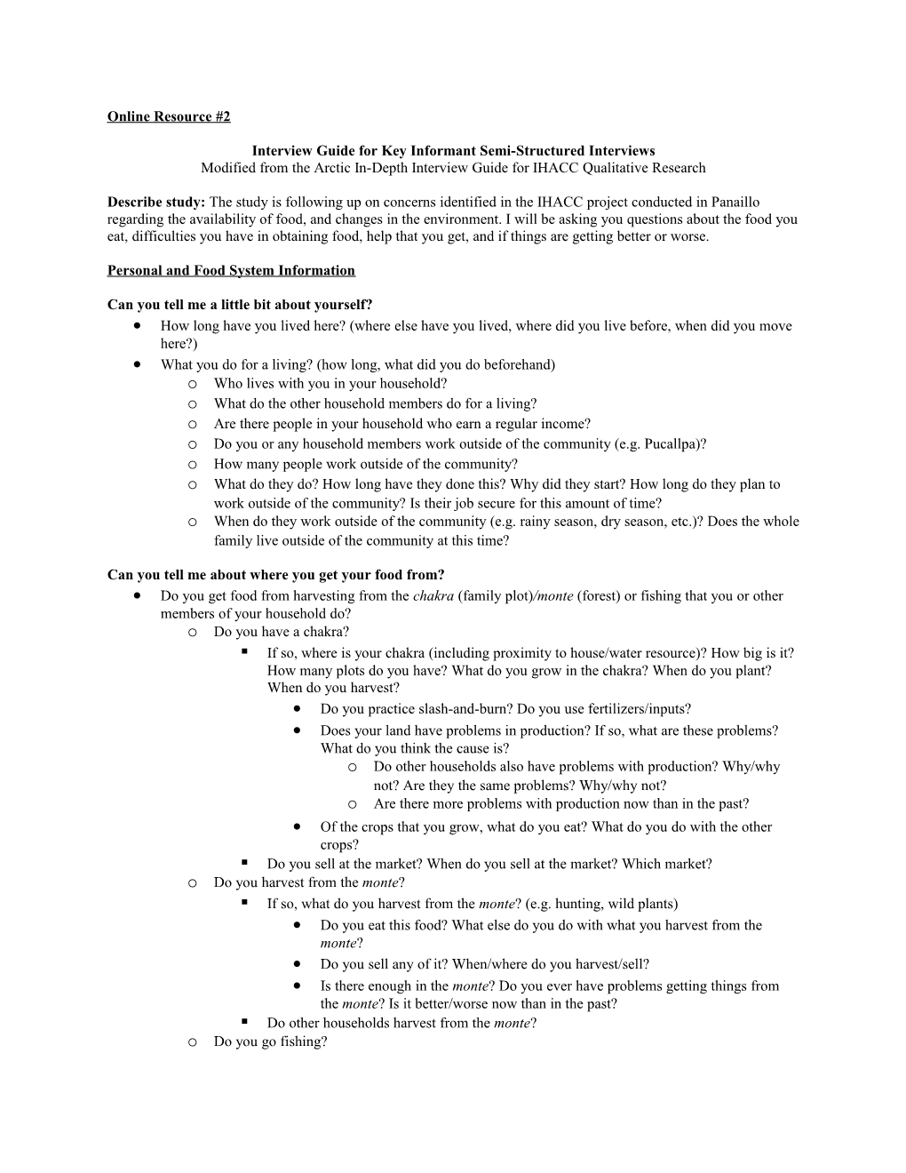 Interview Guide for Key Informant Semi-Structured Interviews