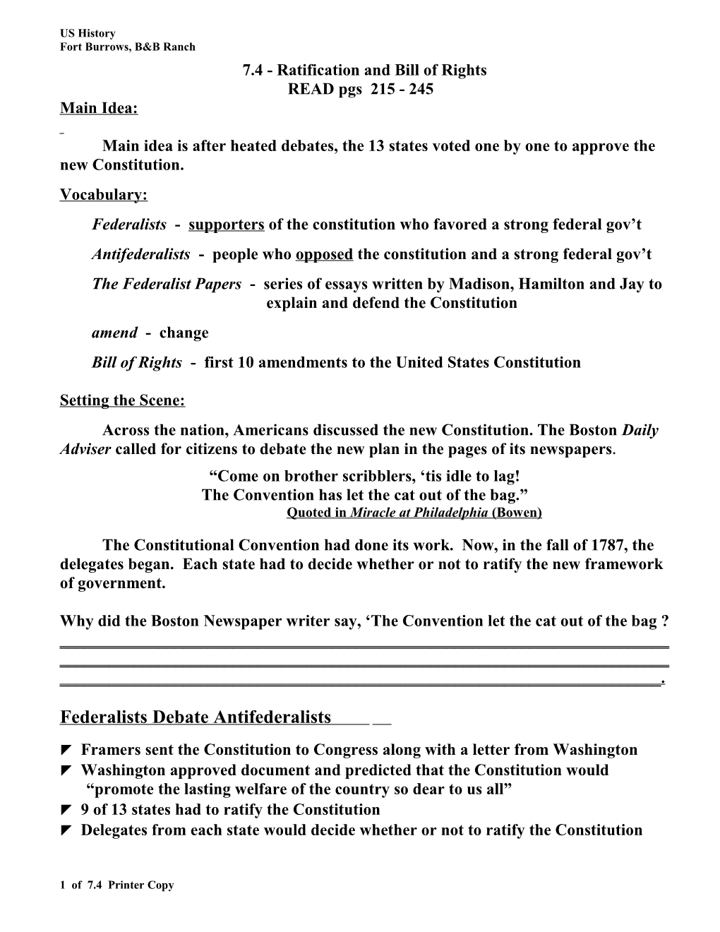 7.4- Ratification and Bill of Rights