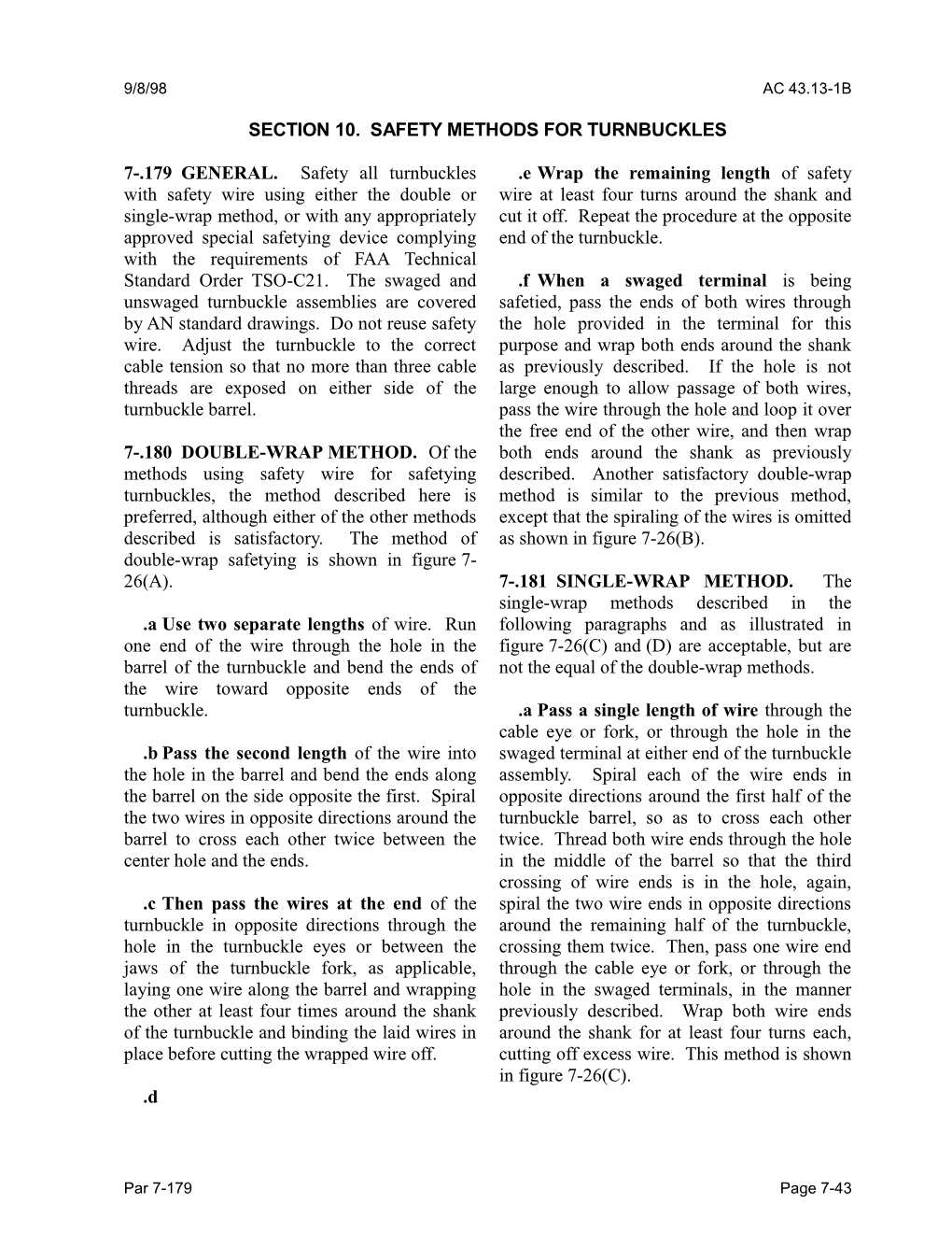 Section 3. SAFETY METHODS for TURNBUCKLES