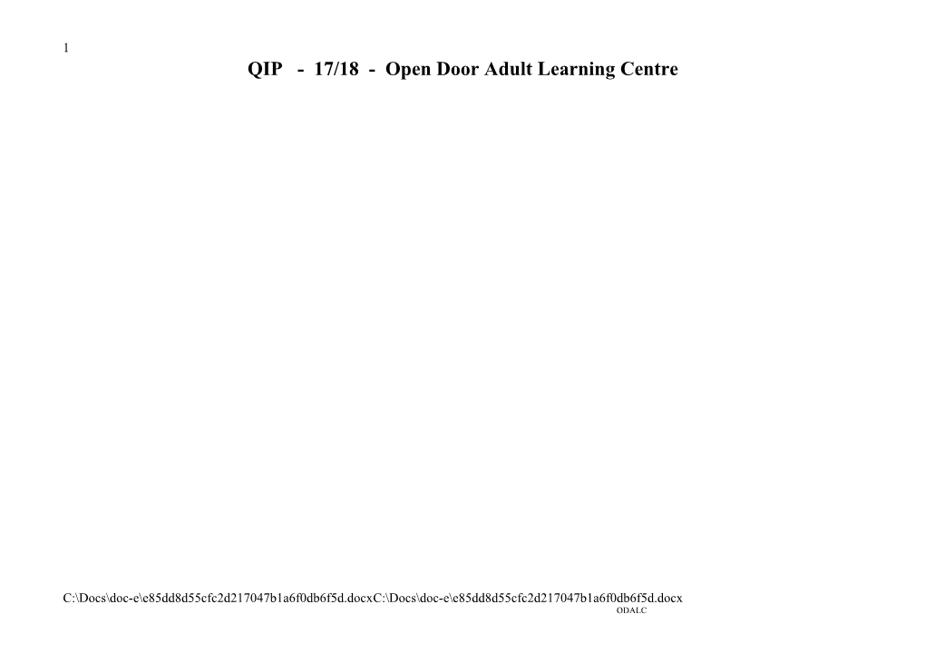 QIP - 17/18 - Open Door Adult Learning Centre