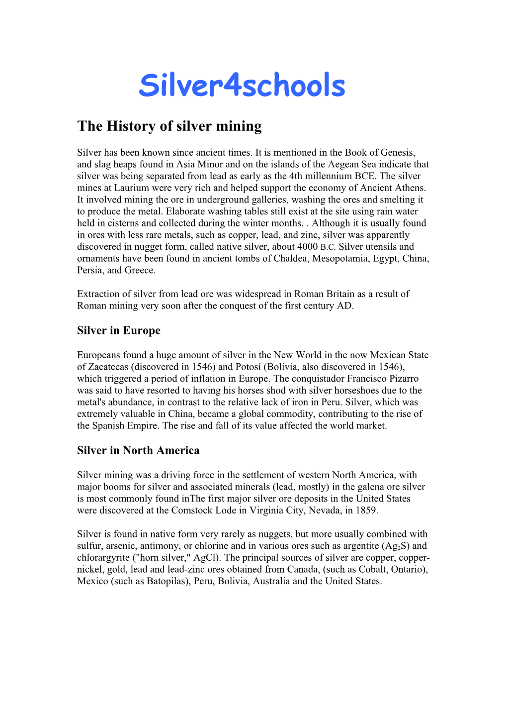 The History of Silver Mining