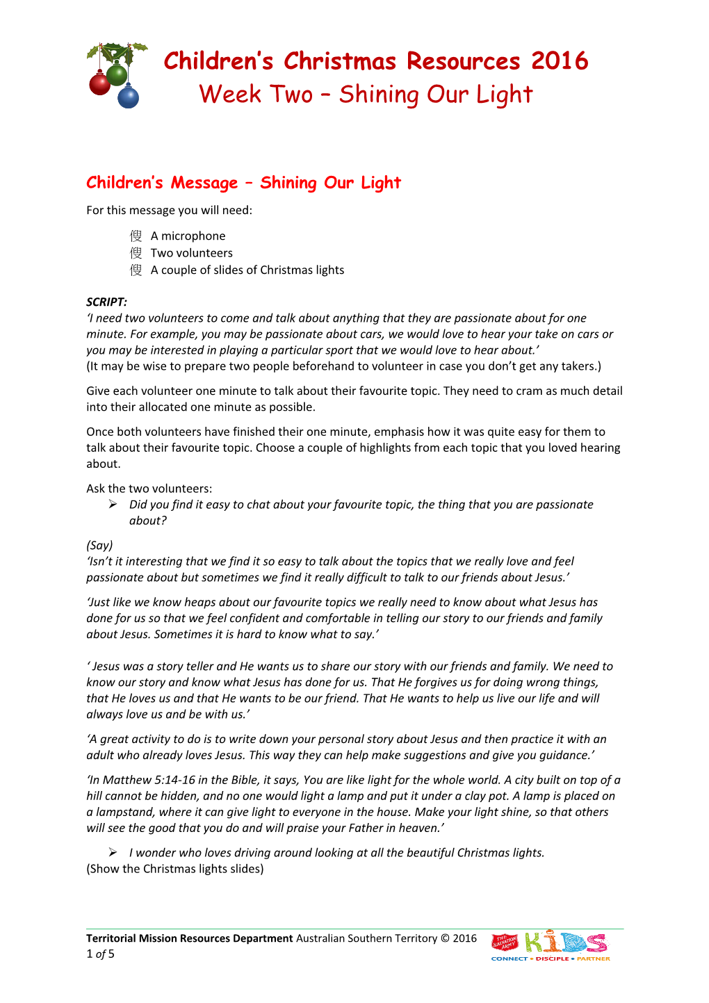 Children S Message Shining Our Light