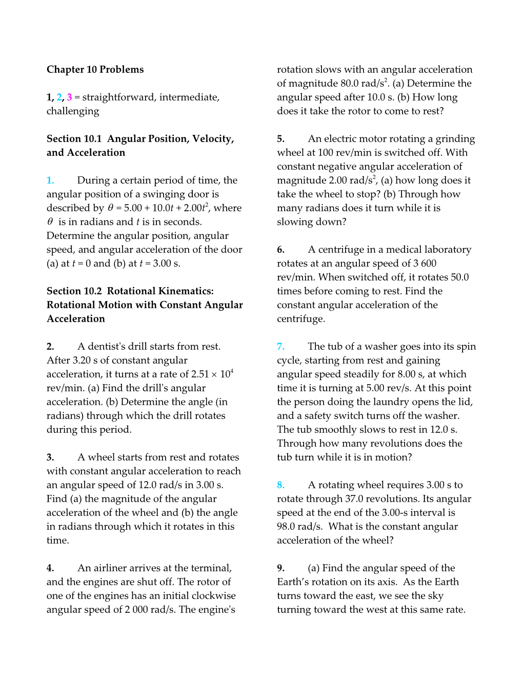 Section 10.1 Angular Position, Velocity, and Acceleration