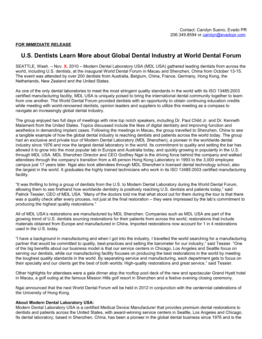 U.S. Dentists Learn More About Global Dental Industry at World Dental Forum