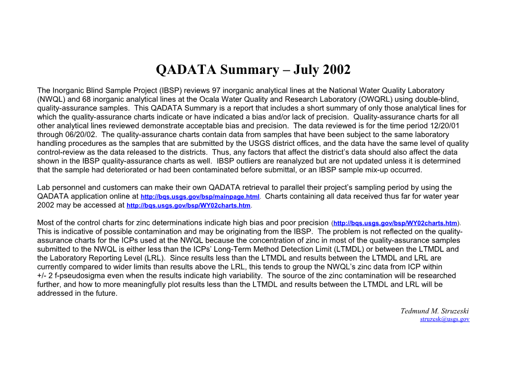 QADATA Summary July 2002