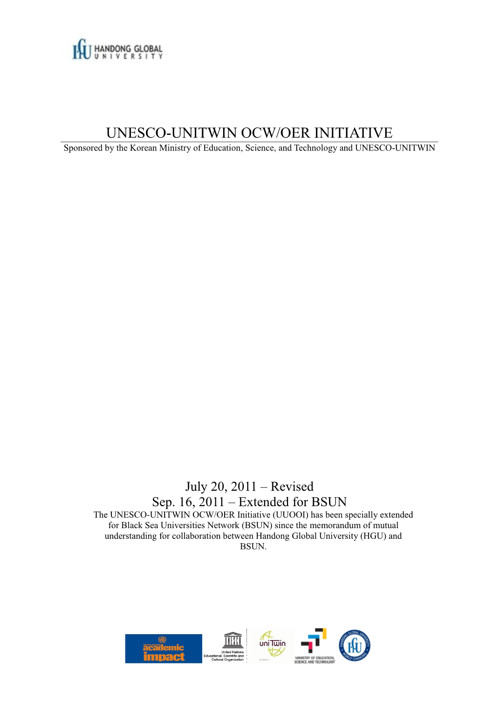 Unesco-Unitwin Ocw/Oer Initiative