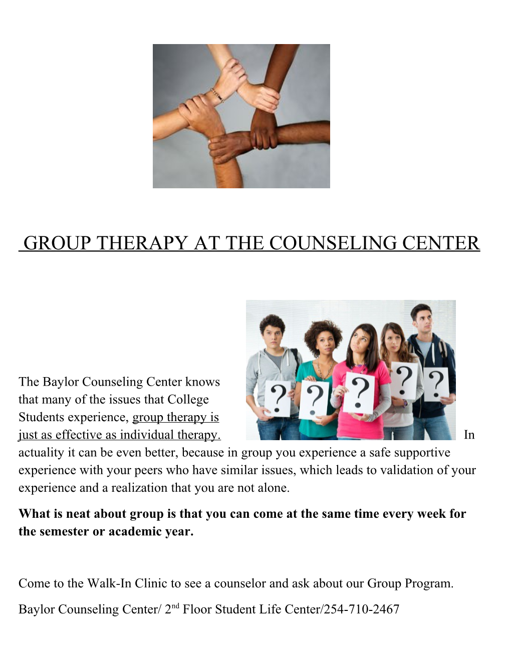 Group Therapy at the Counseling Center
