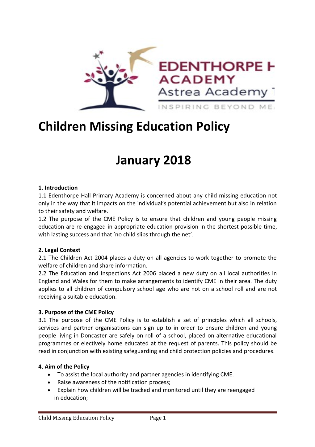 Children Missing Education Policy