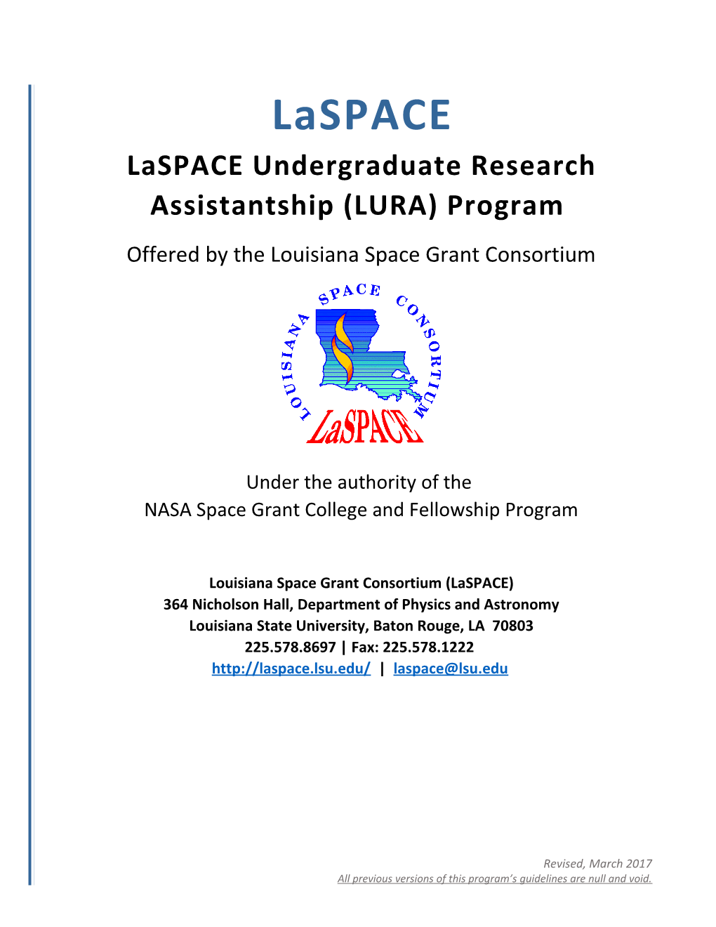 Laspace Undergraduate Research Assistantship (LURA) Program