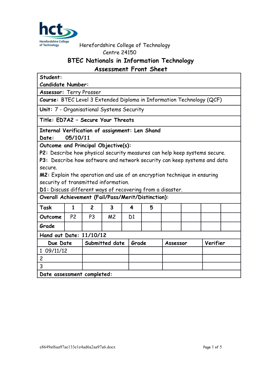 BTEC Nationals in Information Technology