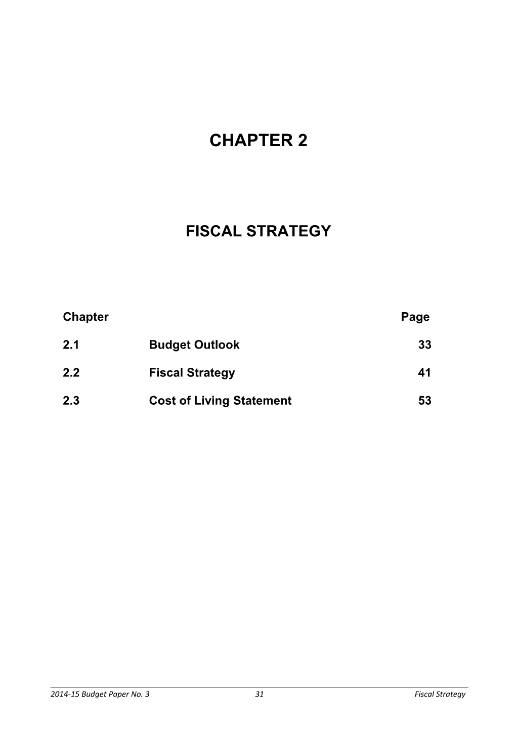 Chapter 2: Fiscal Strategy