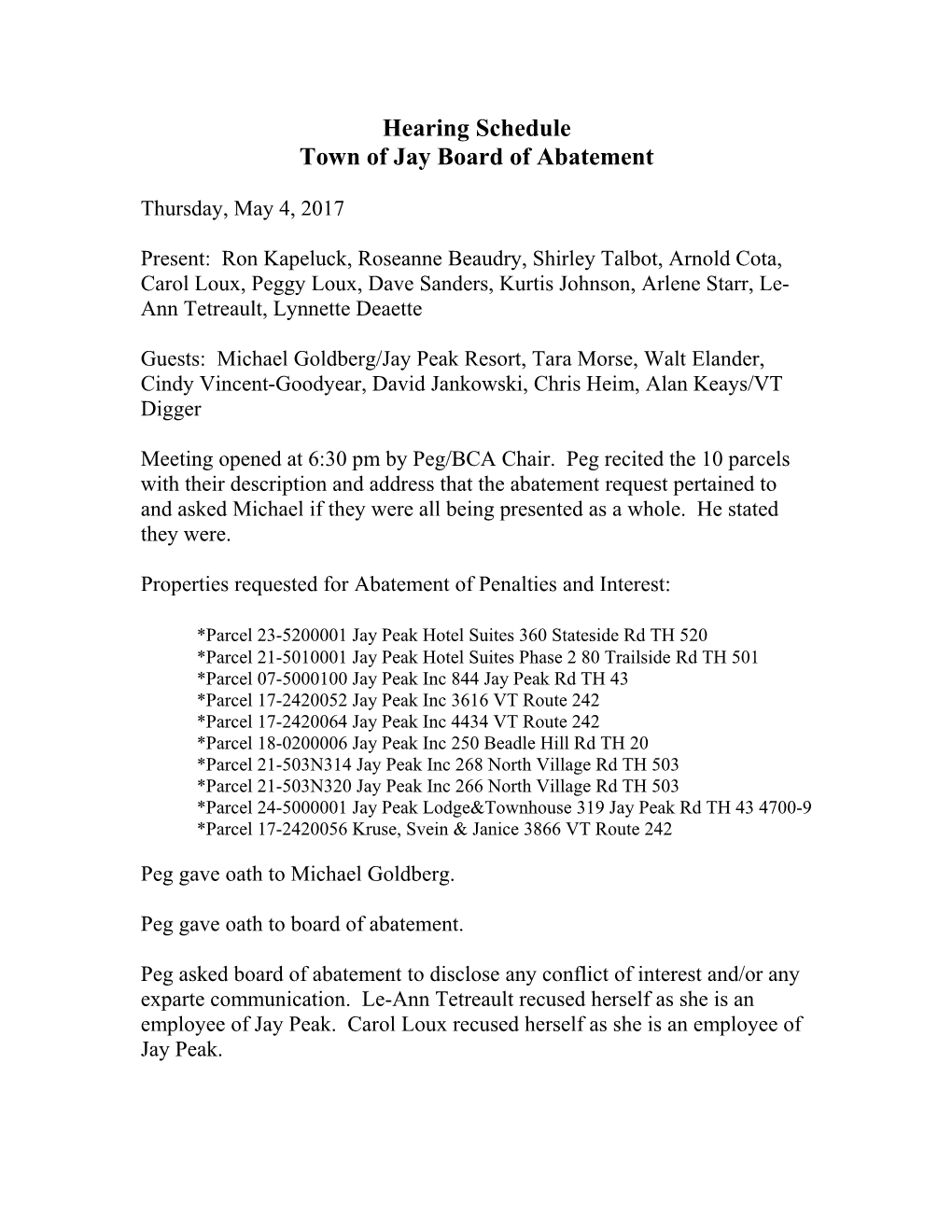 Town of Jay Board of Abatement