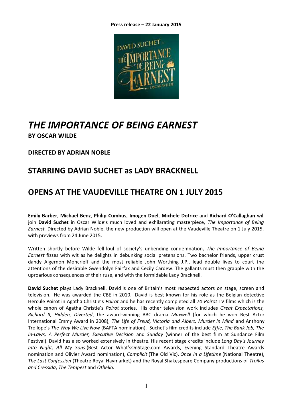 Theimportance of Being Earnest