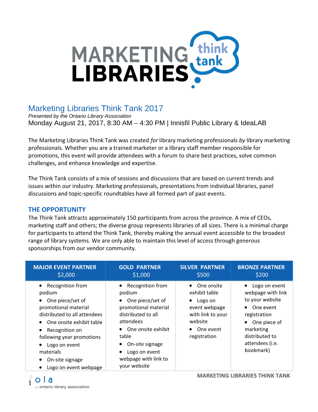 Marketing Libraries Think Tank