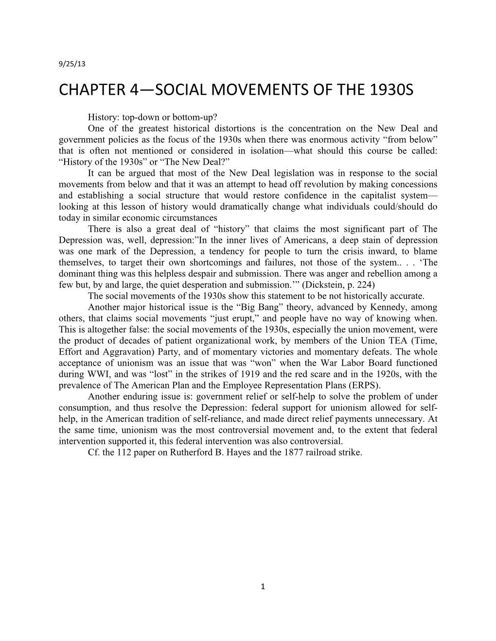 Chapter 4 Social Movements of the 1930S