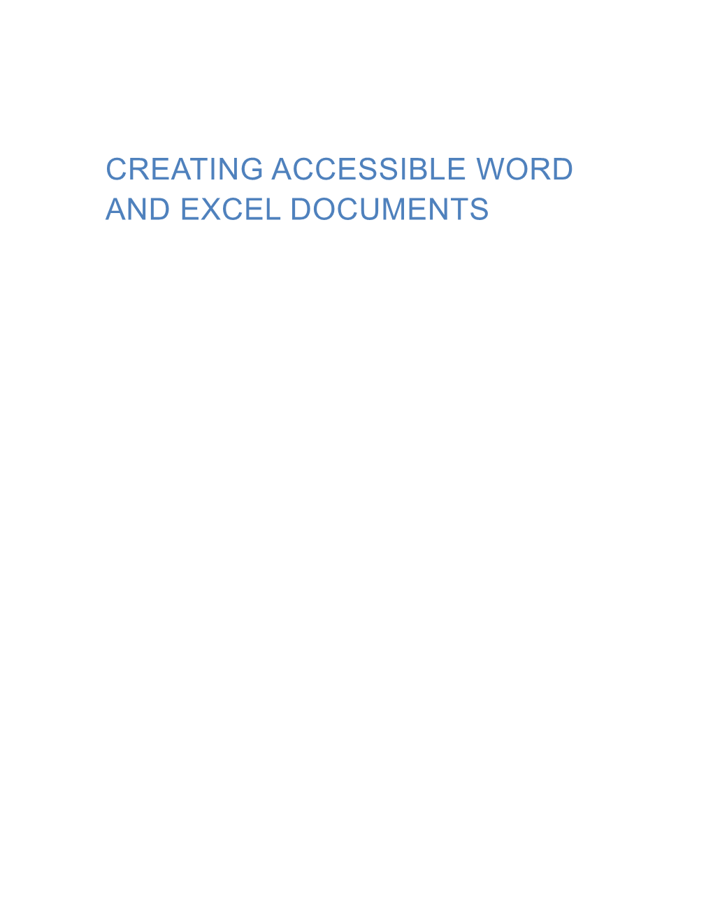Creating Accessible Word and Excel Documents