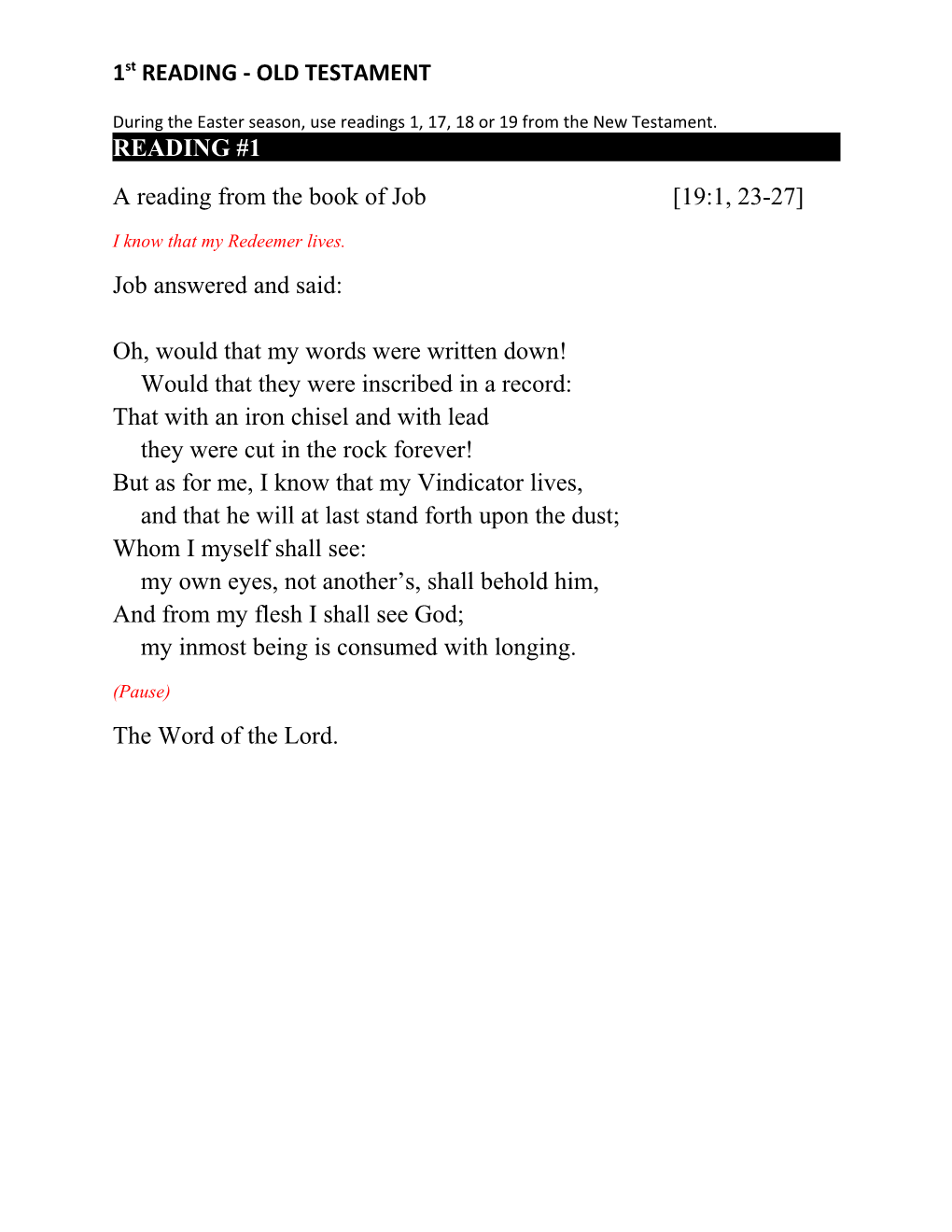 1St READING - OLD TESTAMENT