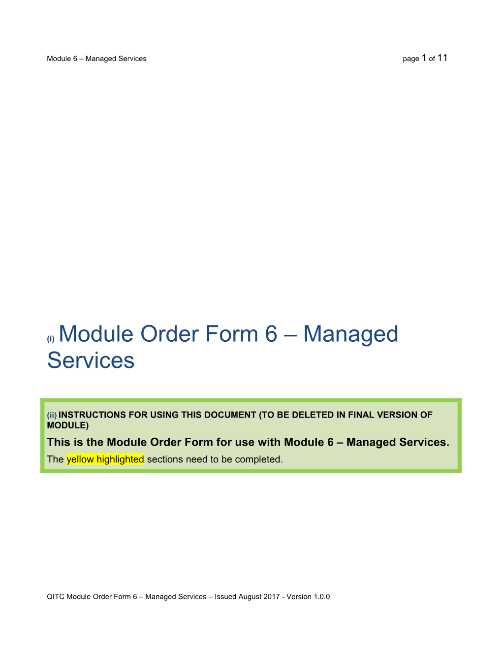 Module Order Form 6 Managedservices