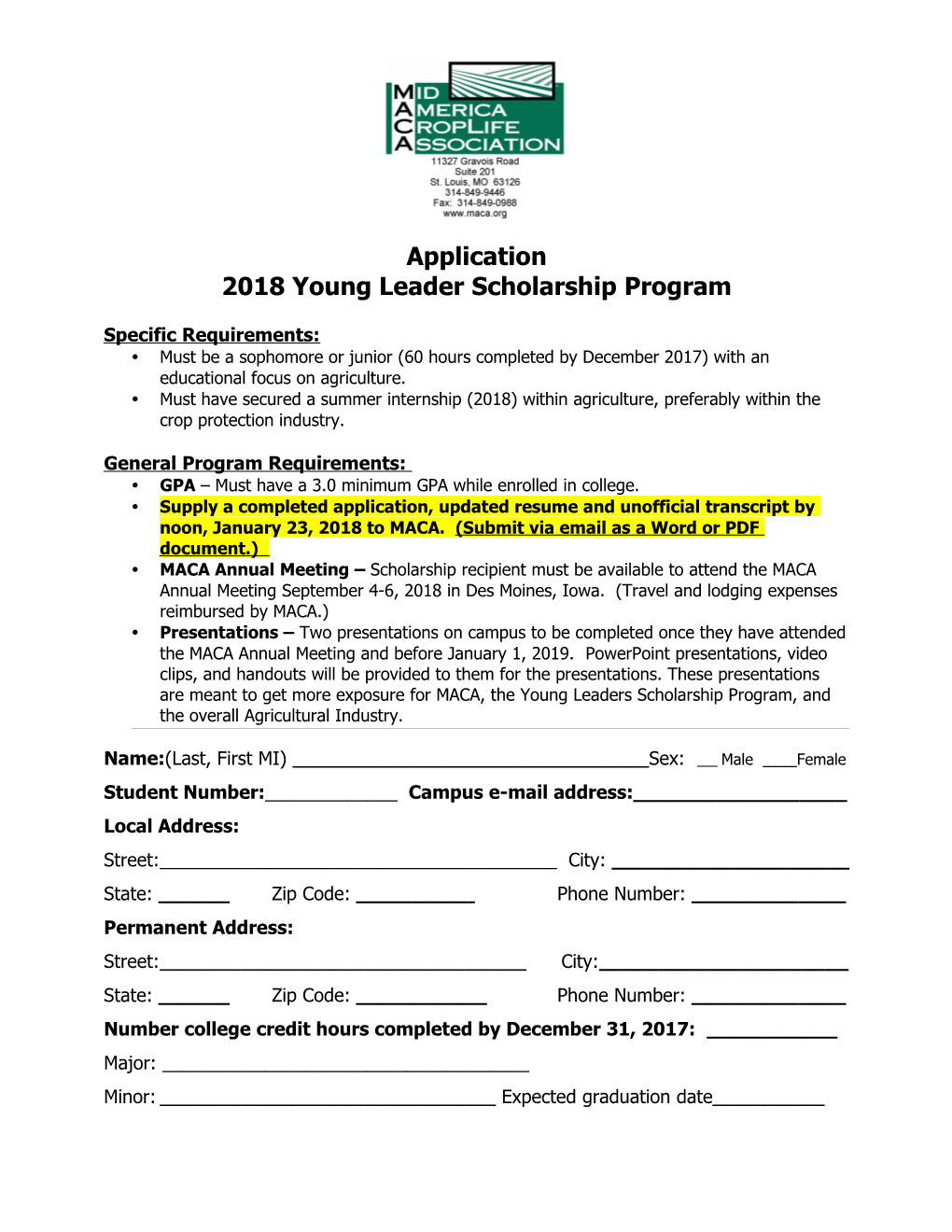 2018 Young Leader Scholarshipprogram