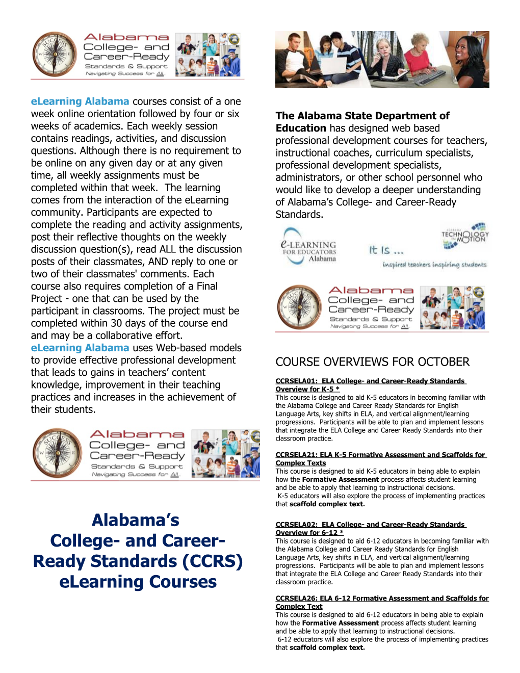 College- and Career-Ready Standards (CCRS) Elearning Courses