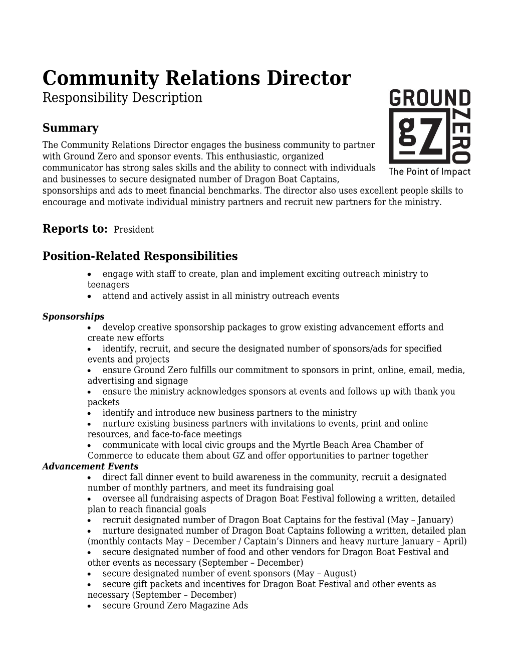 Community Relations Director