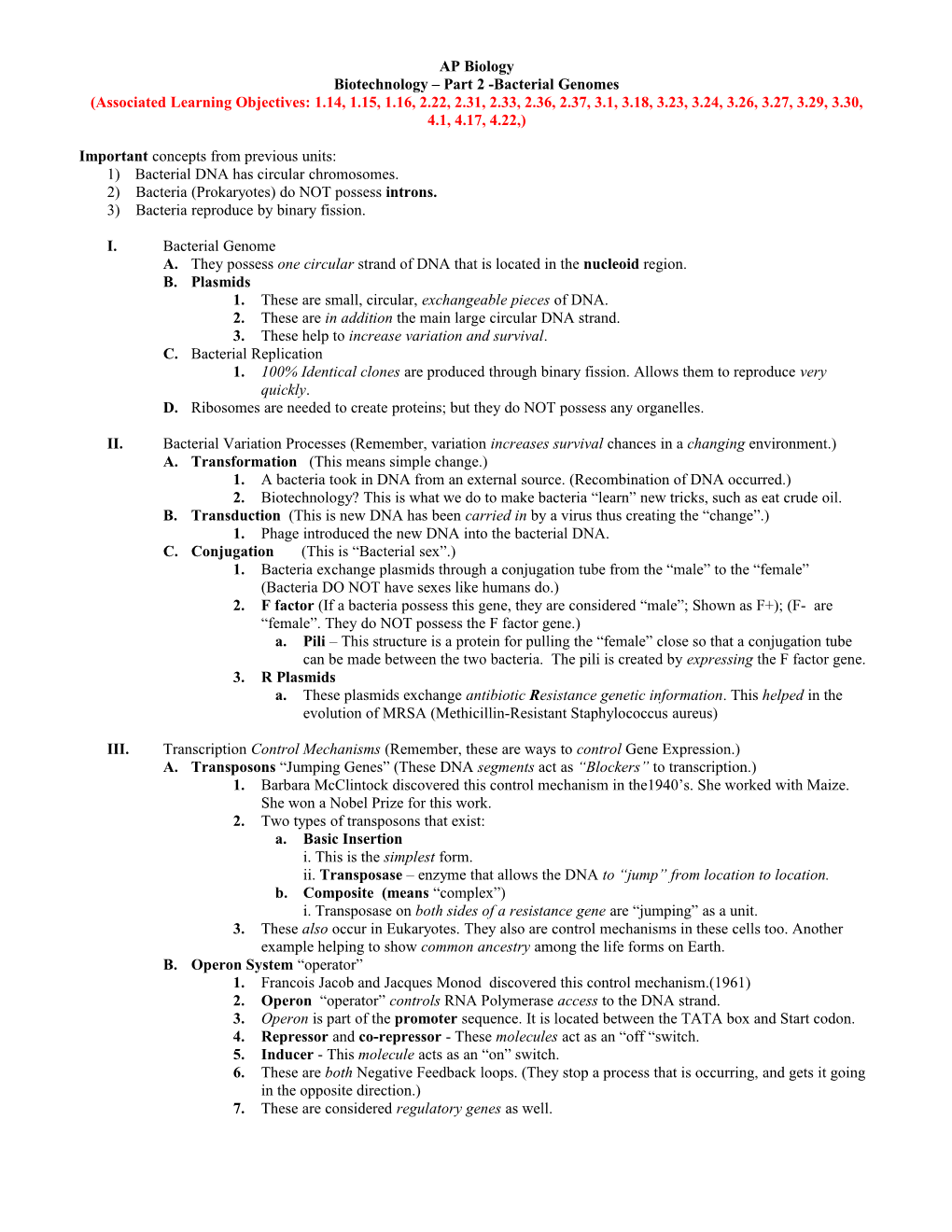 Biotechnology Part 2 -Bacterialgenomes