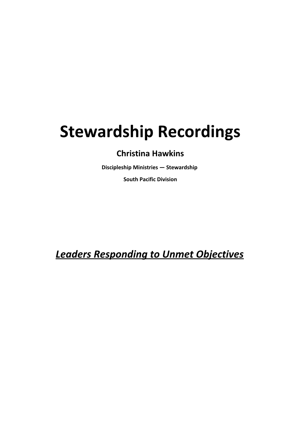 Stewardship Recordings
