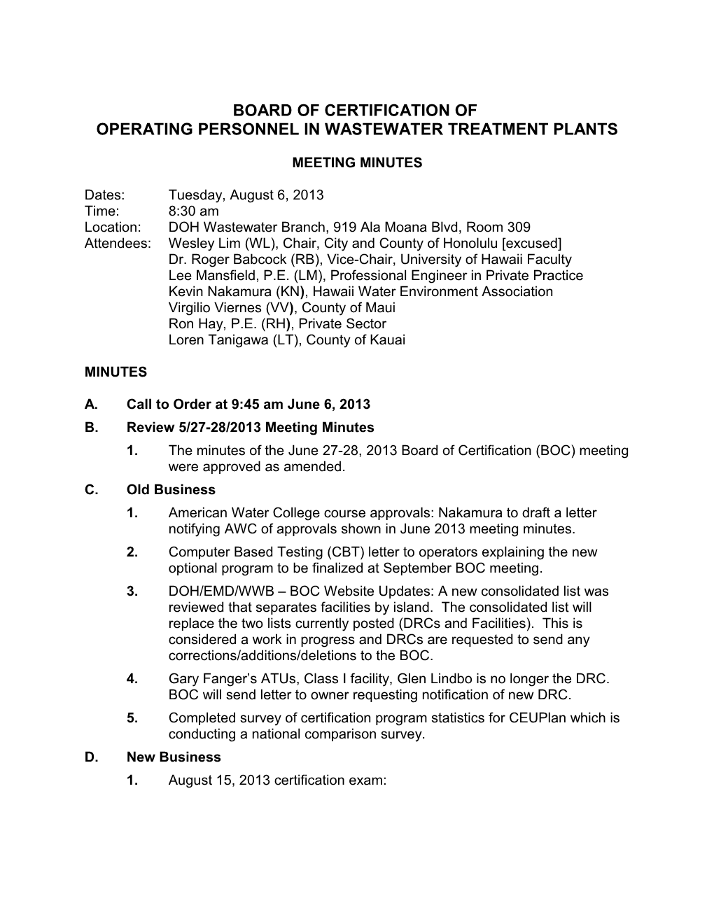 Operating Personnel in Wastewater Treatment Plants