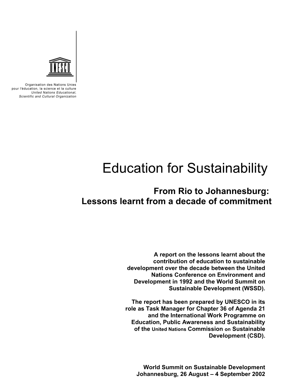 Education for Sustainability