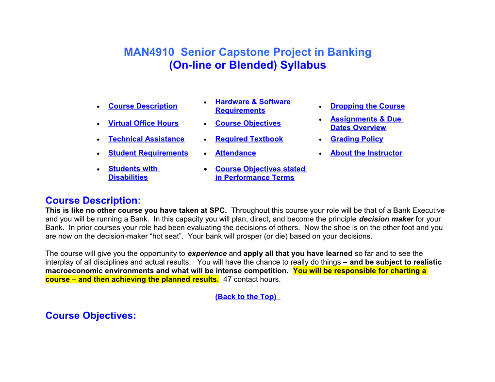 MAN4910 Senior Capstone Project in Banking
