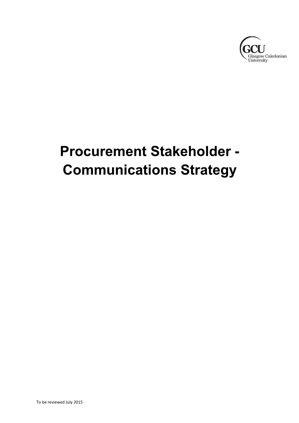 Procurementstakeholder - Communications Strategy