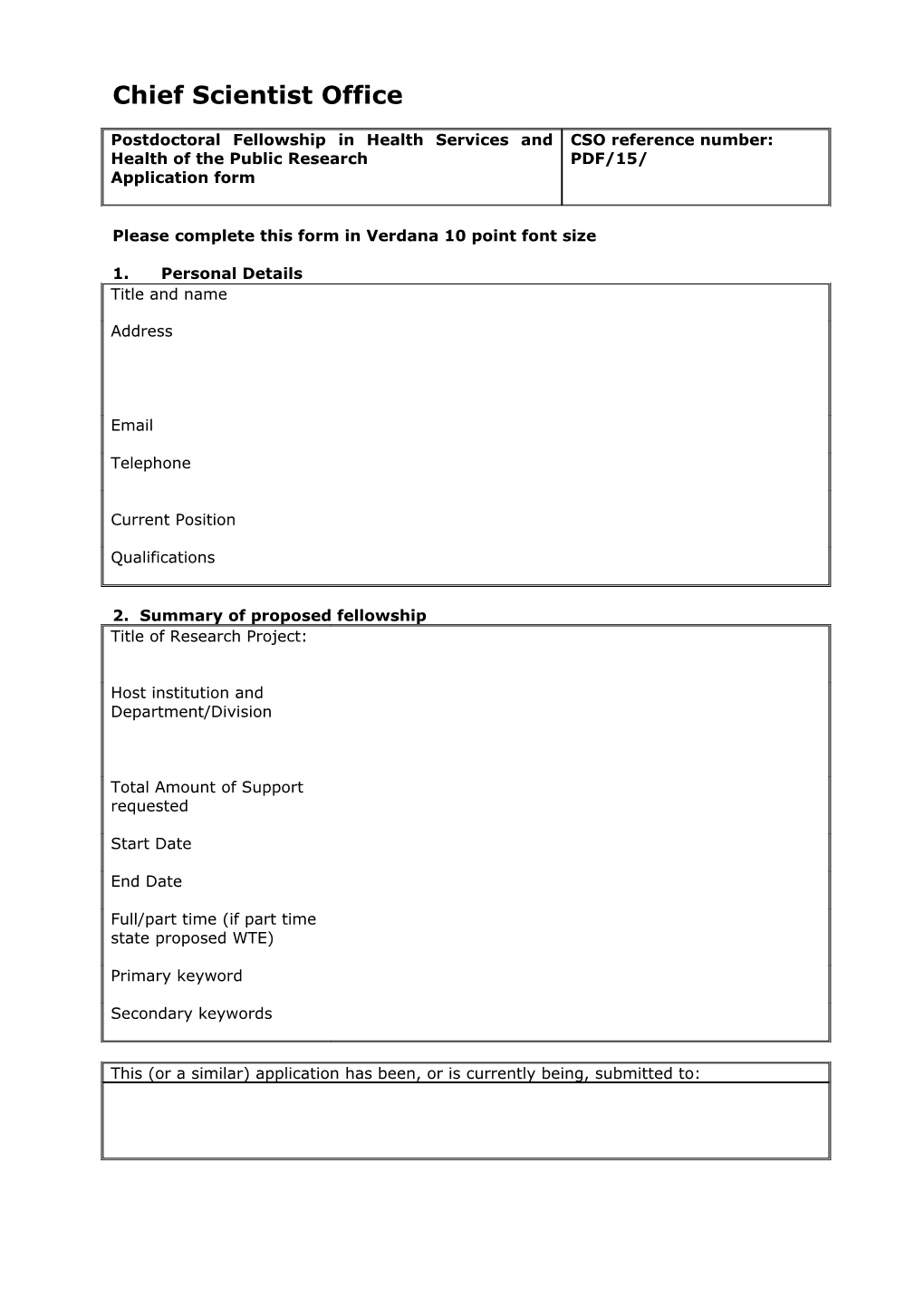 Chief Scientist Office Form 10