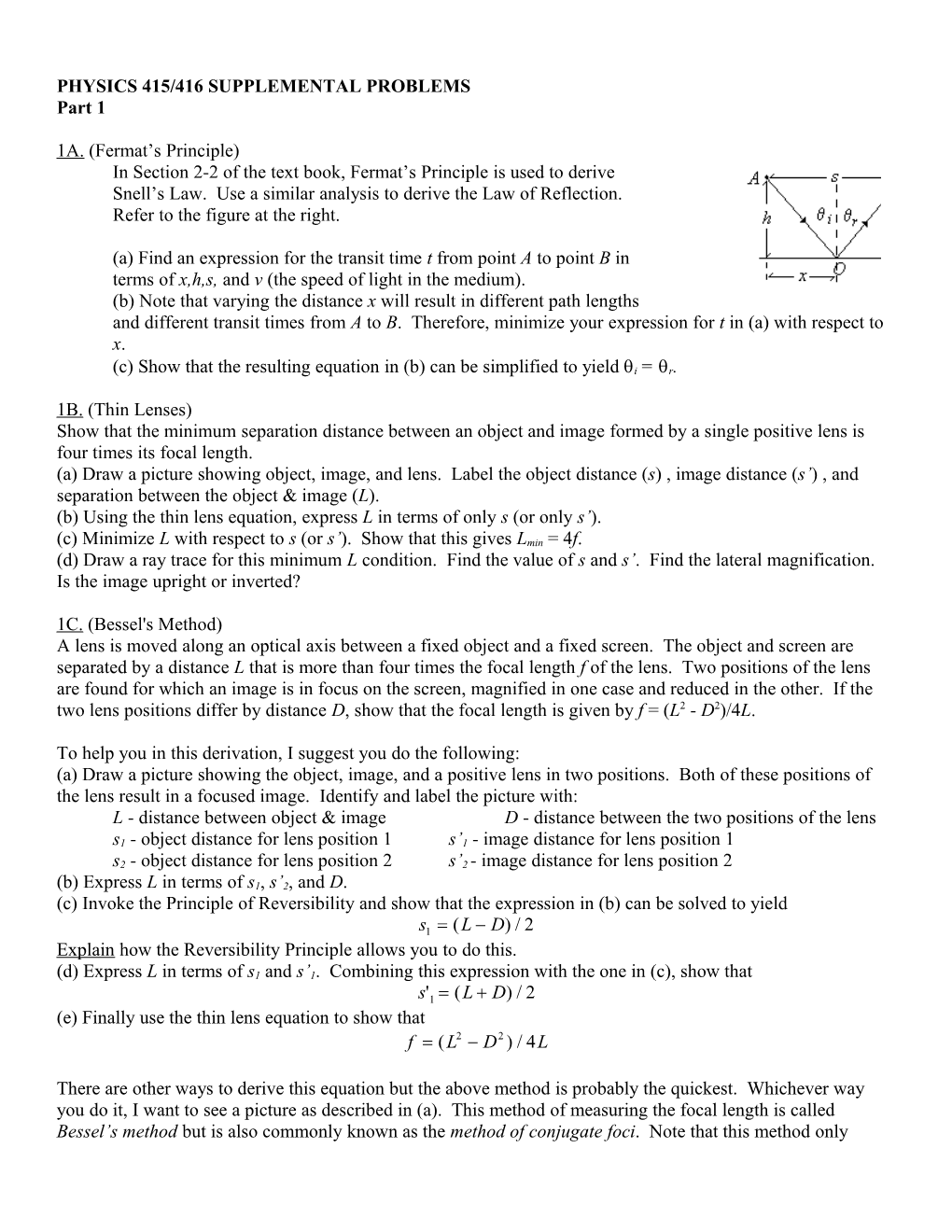 Physics 415 Supplemental Problems