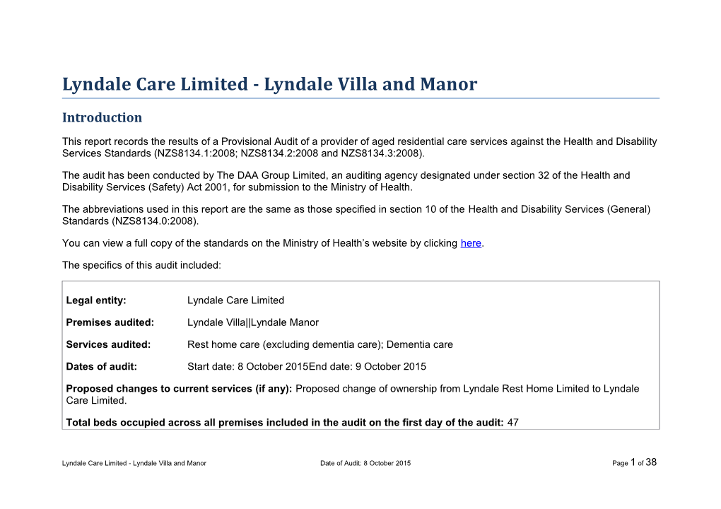 Lyndale Care Limited - Lyndale Villa and Manor