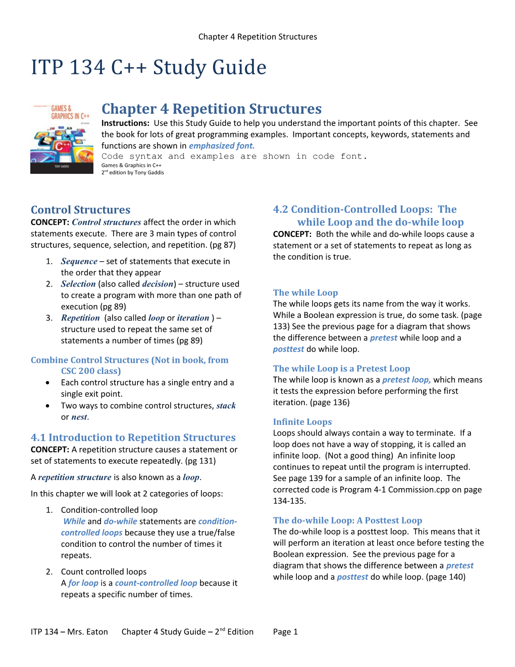 Chapter 4 Repetition Structures