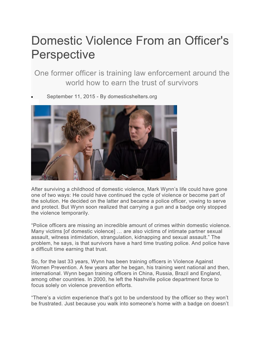 Domestic Violence from an Officer's Perspective