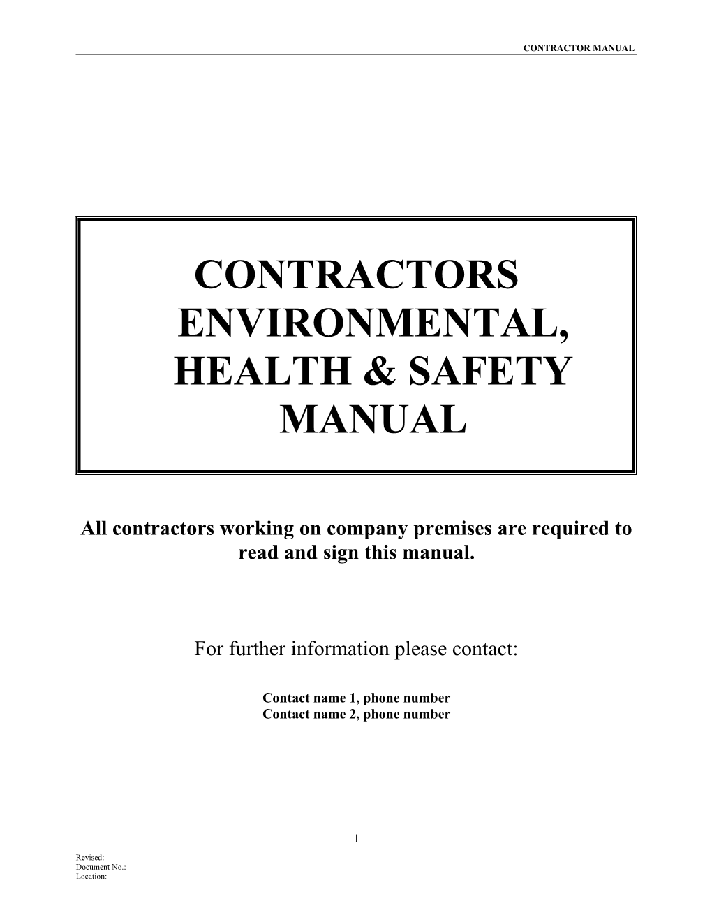 Contractors Environmental, Health & Safety Manual