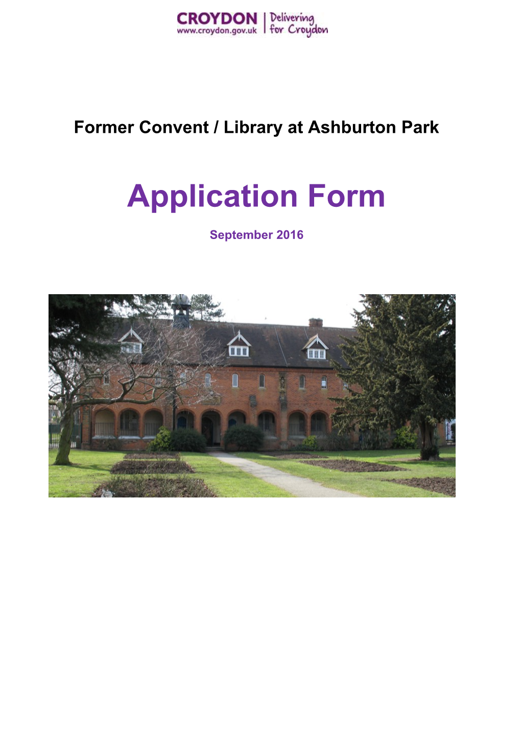 Application Form Former Convent-Library
