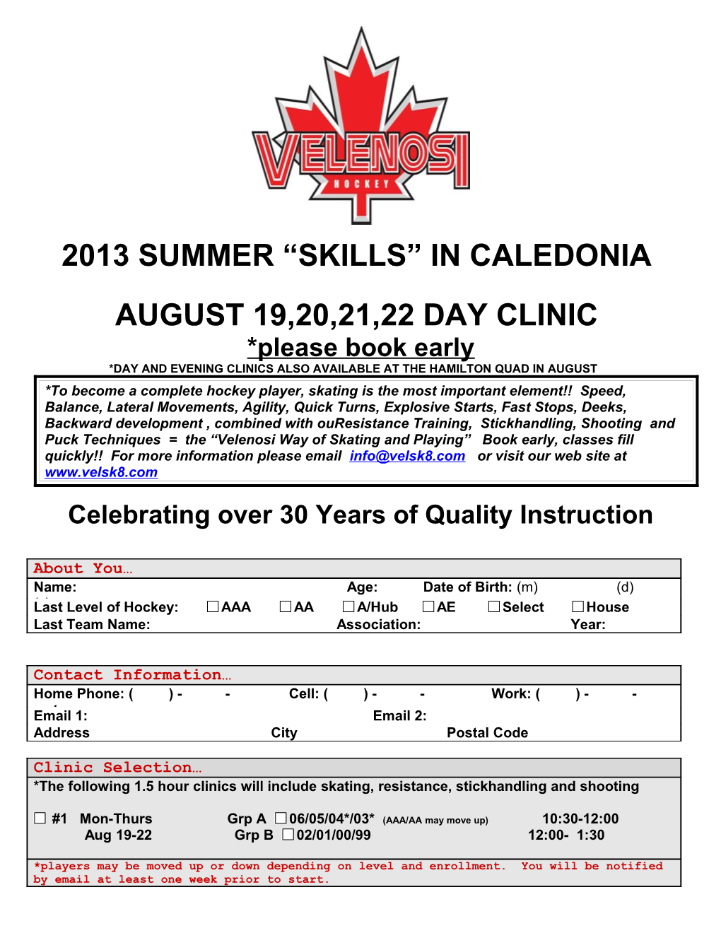 2013 Summer Skills in Caledonia