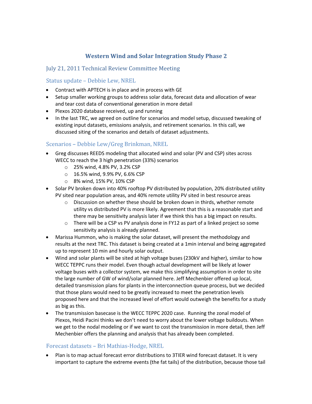 Western Wind and Solar Integration Study Phase 2