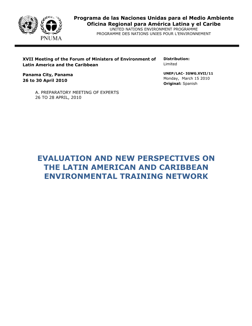 Evaluation and New Perspectives on the Latin American and Caribbean Environmental Training
