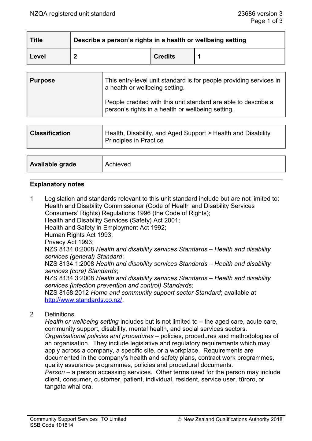 23686 Describe a Person S Rights in a Health Or Wellbeing Setting