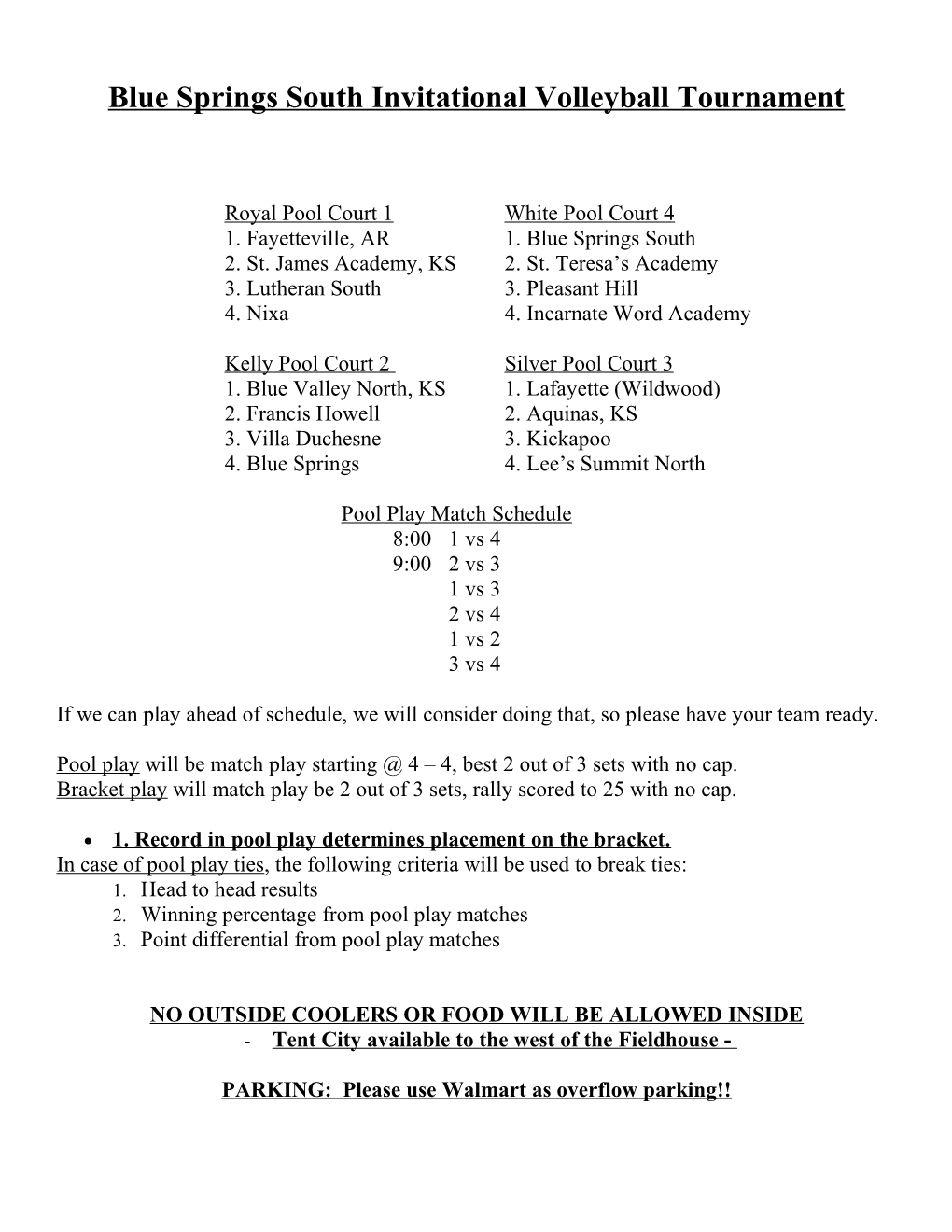 Blue Springs South Invitational Volleyball Tournament