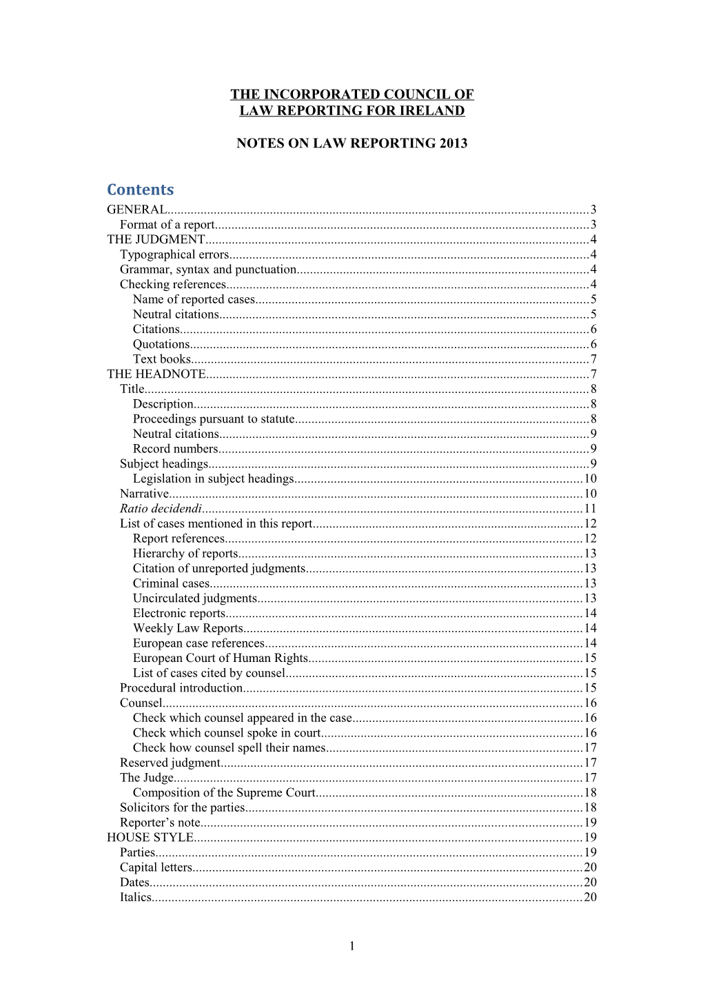 Notes on Law Reporting