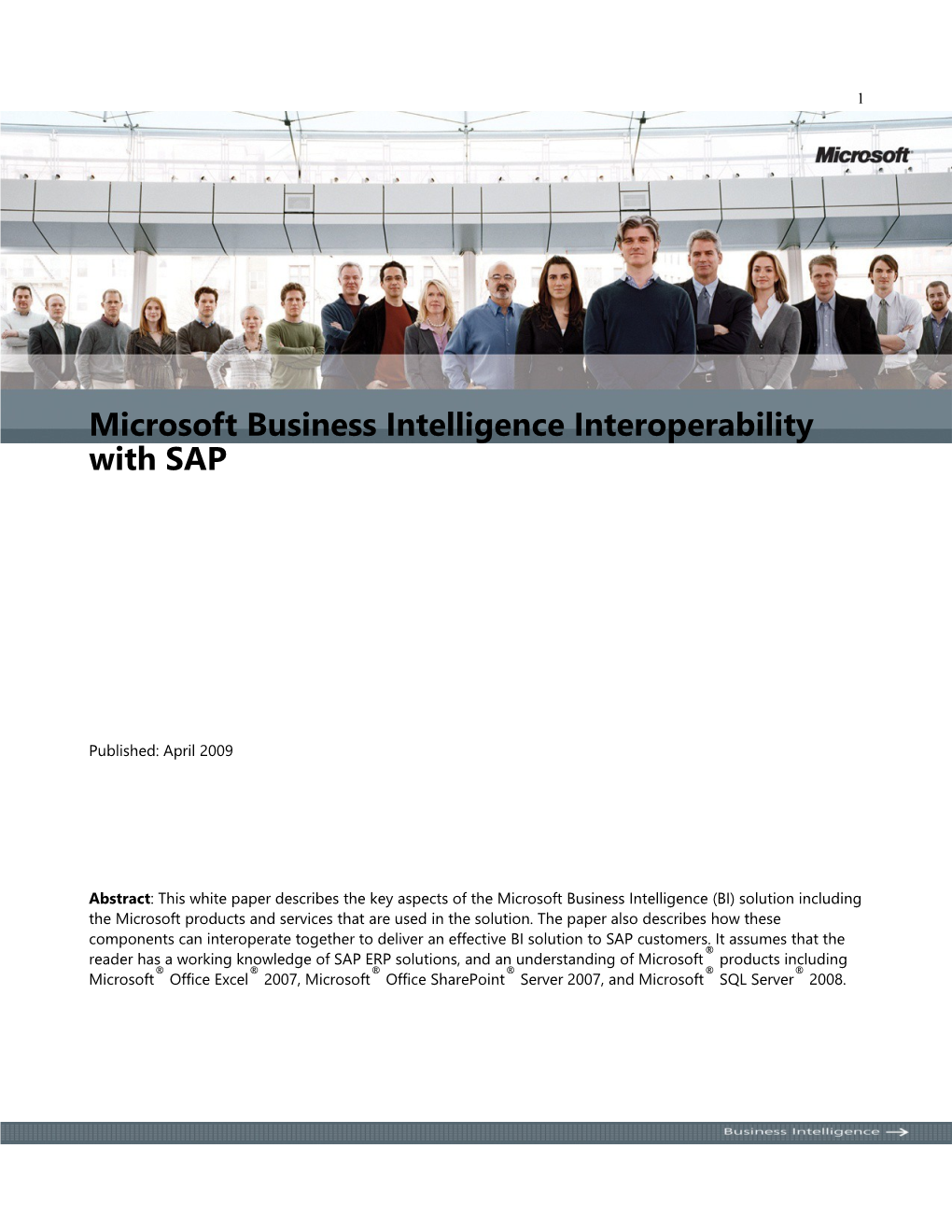 Microsoft Business Intelligence Interoperabilitywith SAP
