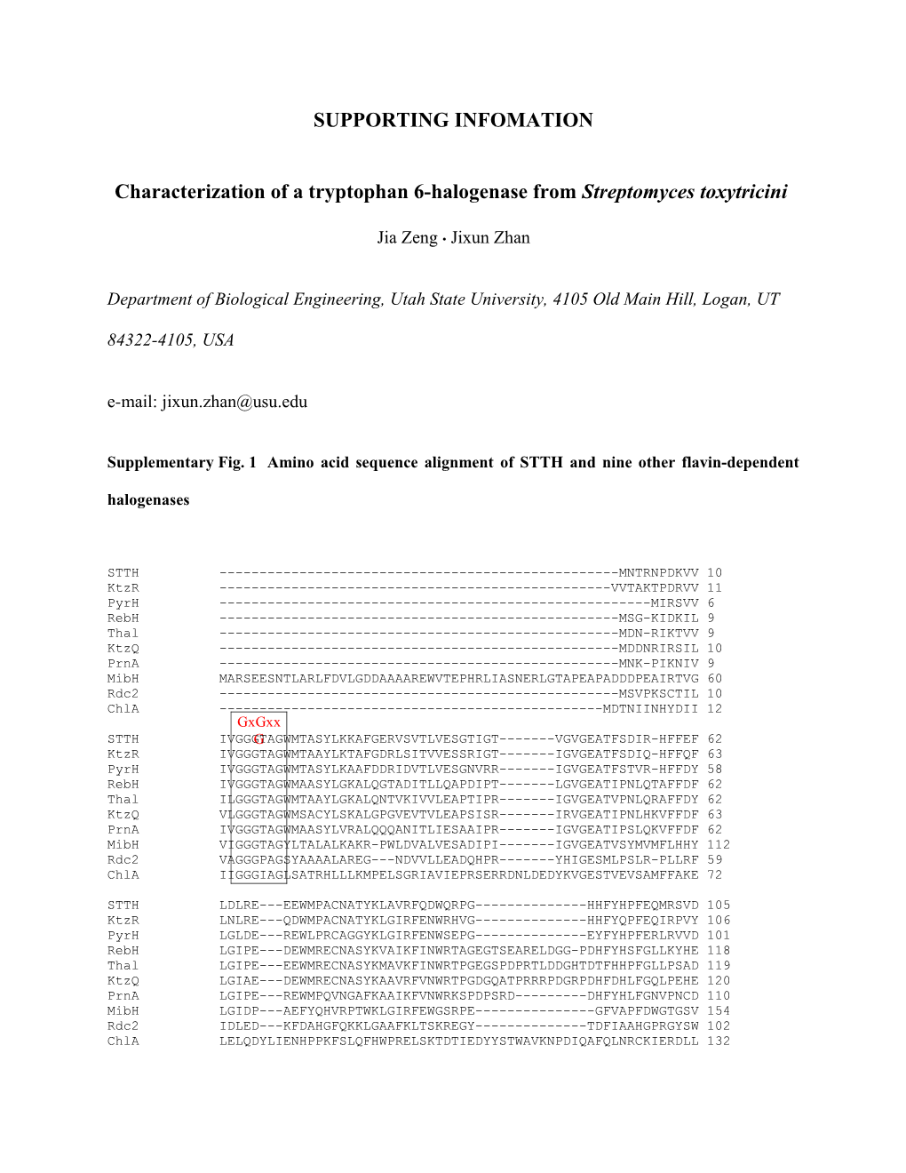 Characterization of a Tryptophan 6-Halogenase from Streptomyces Toxytricini