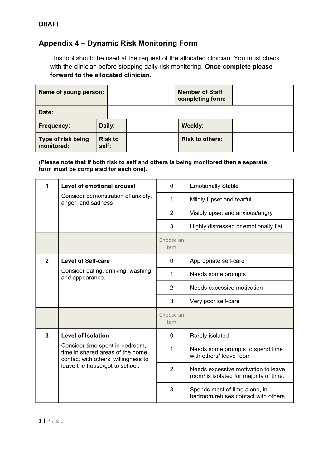 Appendix 4 Dynamic Risk Monitoring Form