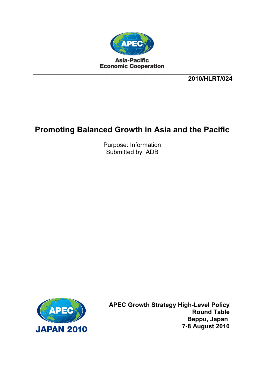 Promoting Balanced Growth in Asia and the Pacific