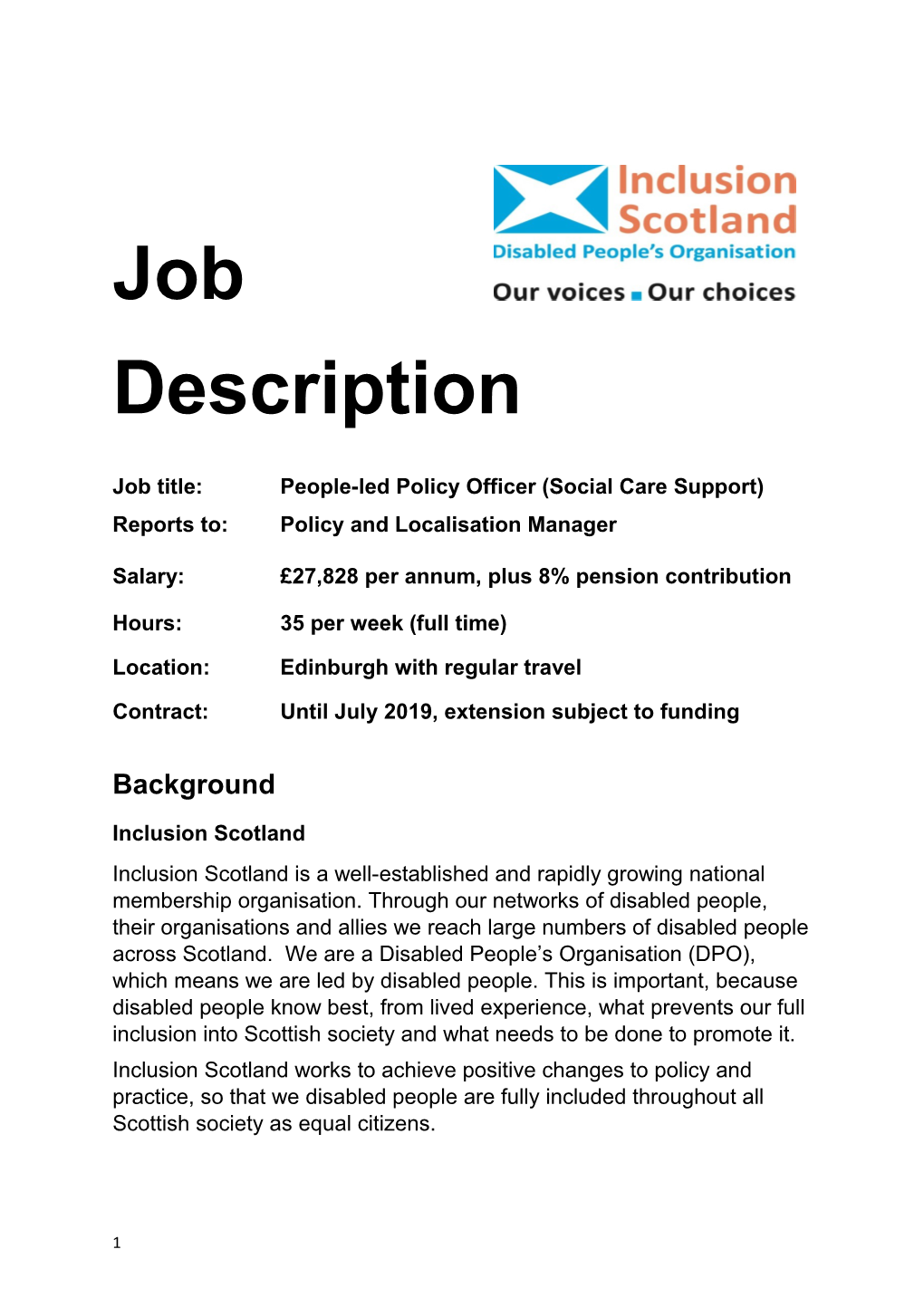 Job Title:People-Led Policy Officer (Social Care Support)