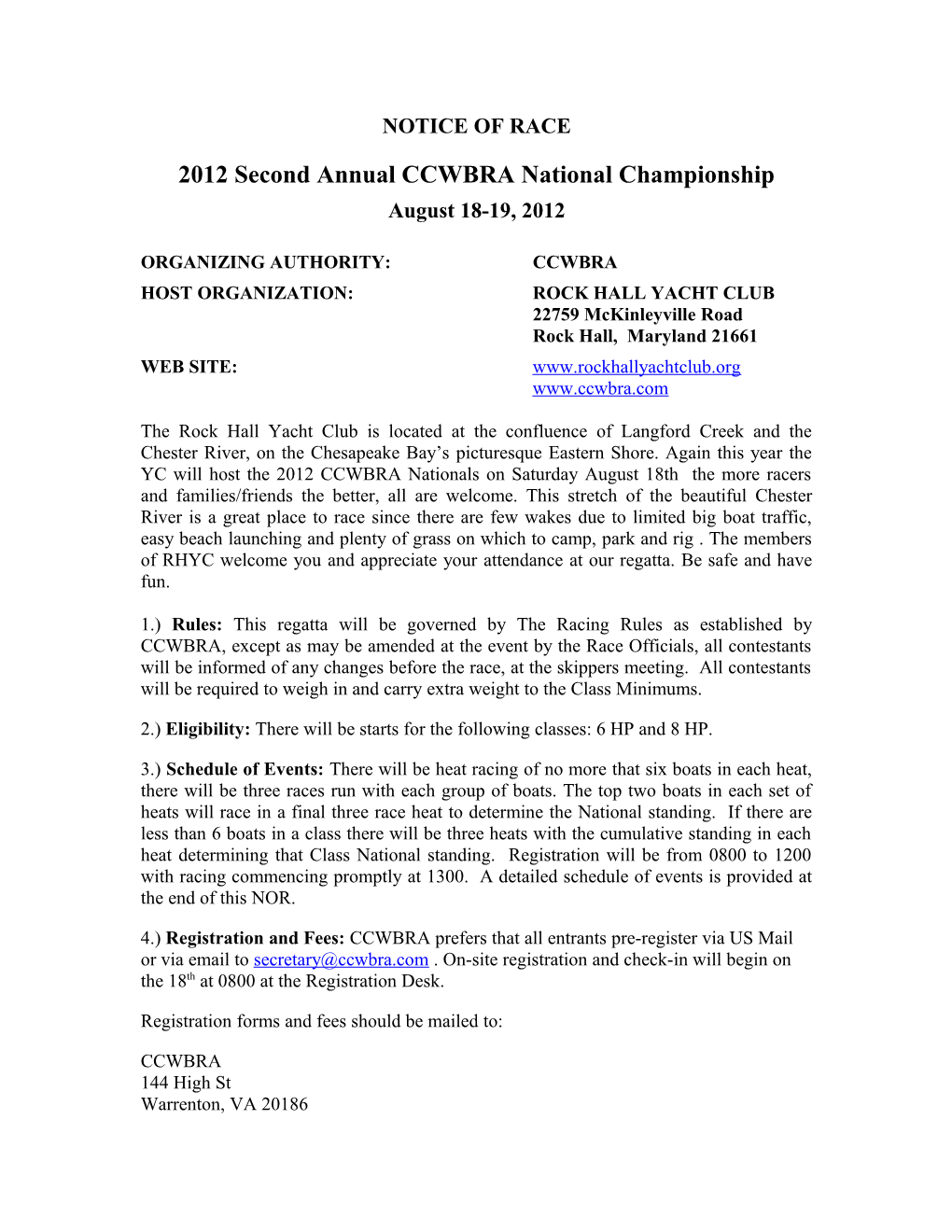2012 Second Annual CCWBRA National Championship